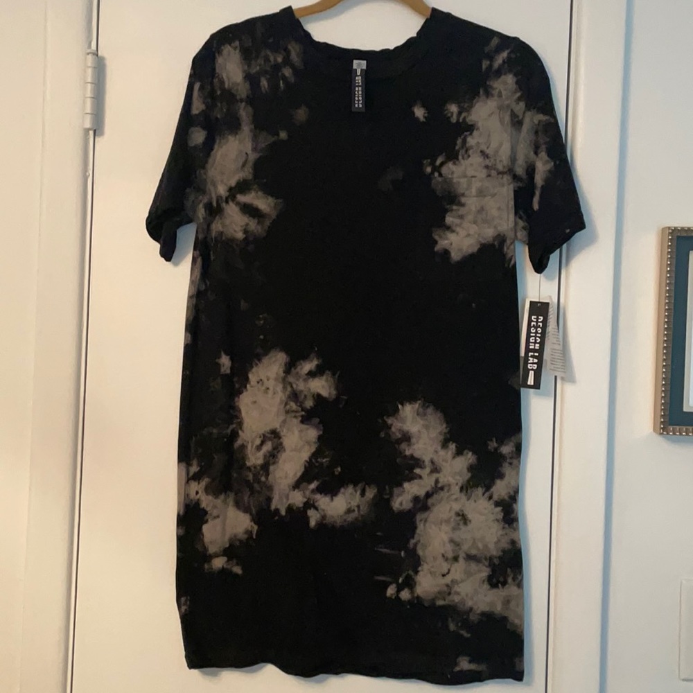 NWT Bleach dyed black t-shirt dress